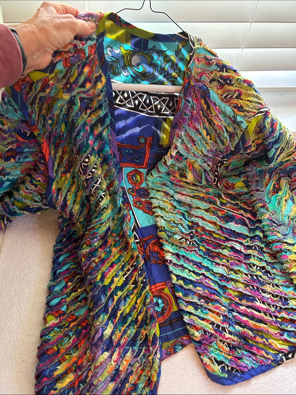 Multicolor Women's Textured Open-Front Jacket. Reversible! Gorgeous medium